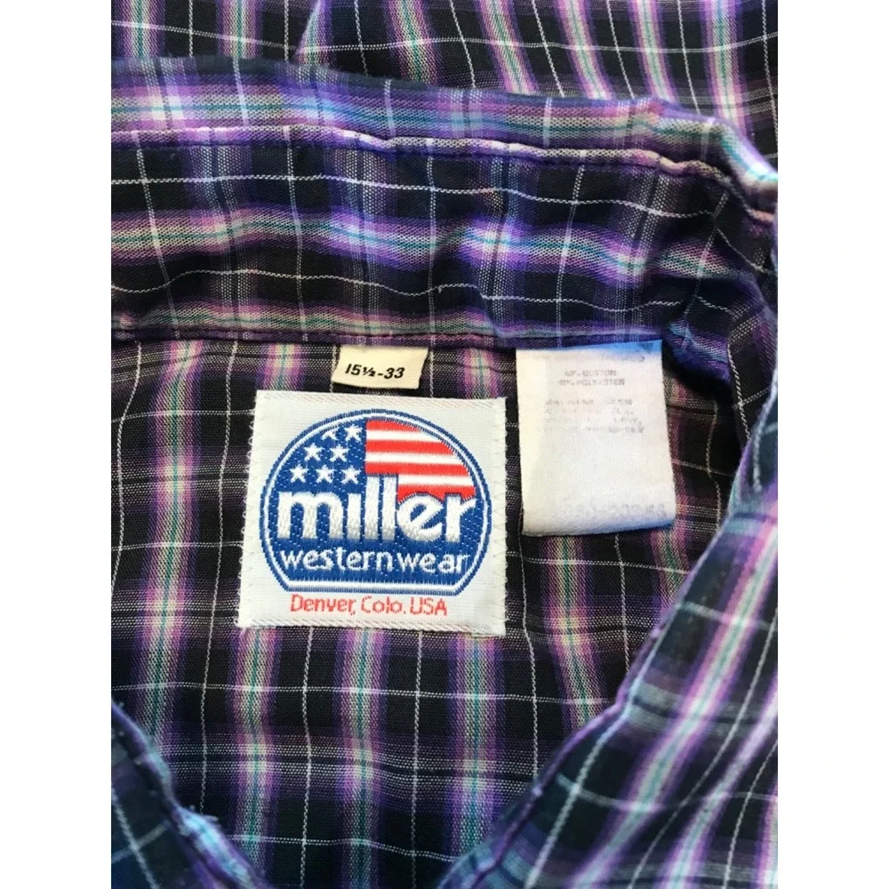 Vintage Miller Pearl Snap Purple Western Wear Long Sleeve Shirt 15-33 Med Unisex